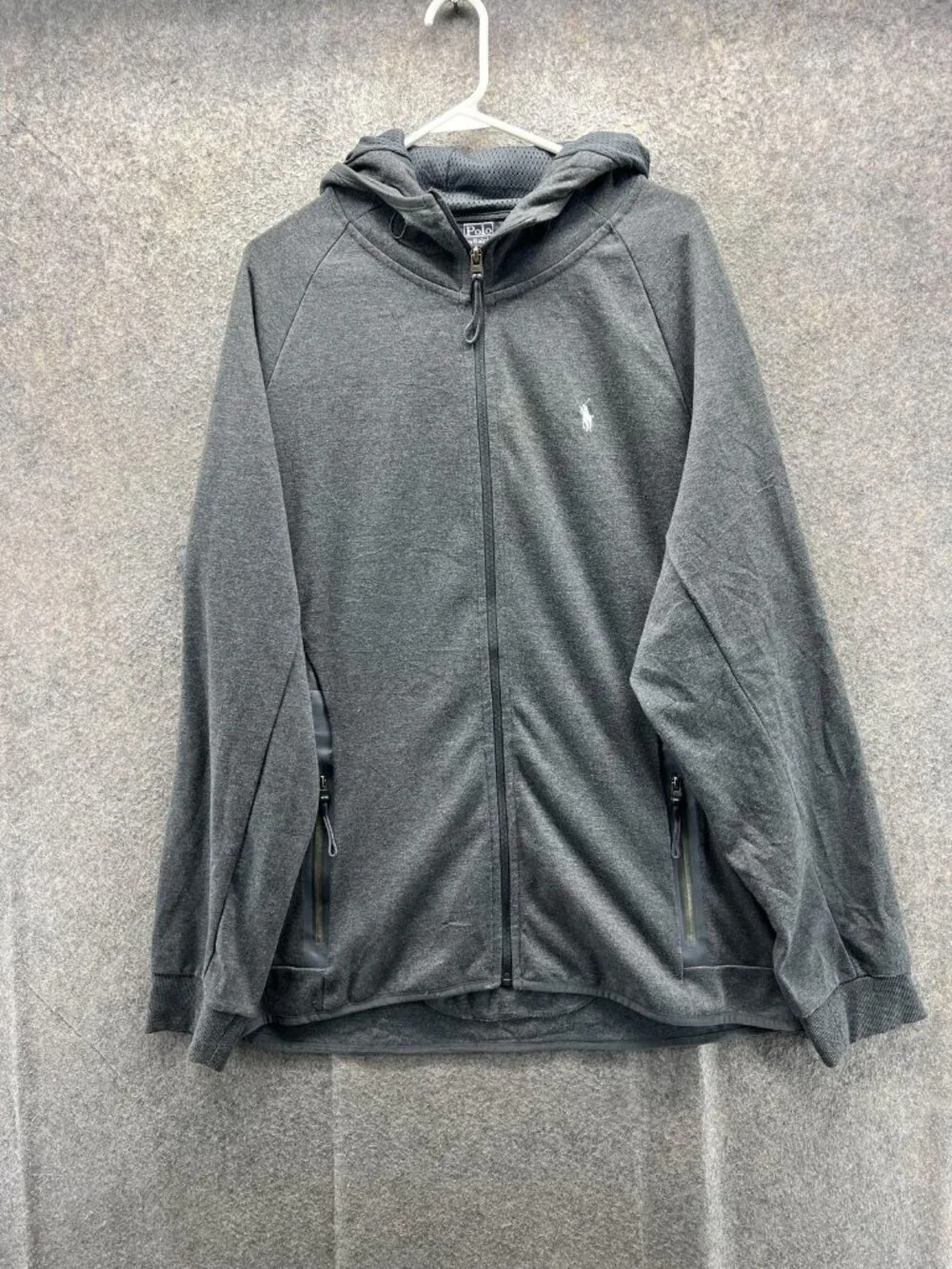 Polo Ralph Lauren Hoodie Mens 3XL Gray Full Zip Knit Logo Jacket Sweatshirt